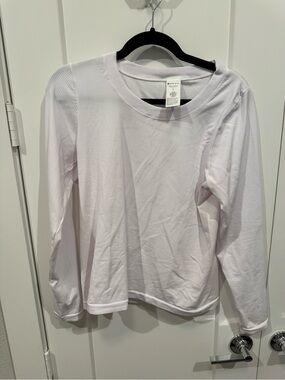Athleta Long Sleeve Waffle Ribbed Knit Top - White